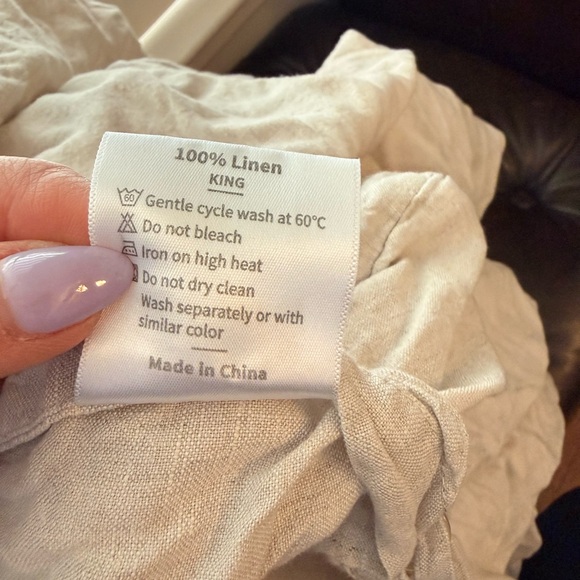 Linen King Size Natural Linen Duvet Cover - Soft Natural - Picture 3 of 3